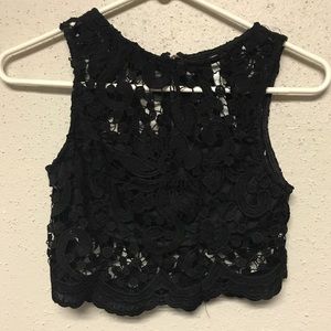 Black Lace Crop Tank